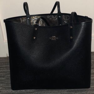 Black Coach Canvas Tote (Reversible)
